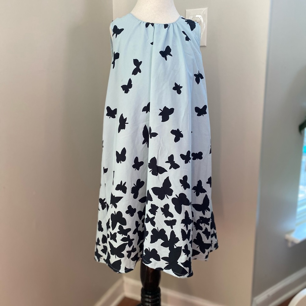 EUC Name It Aqua Butterfly Back Button Dress
